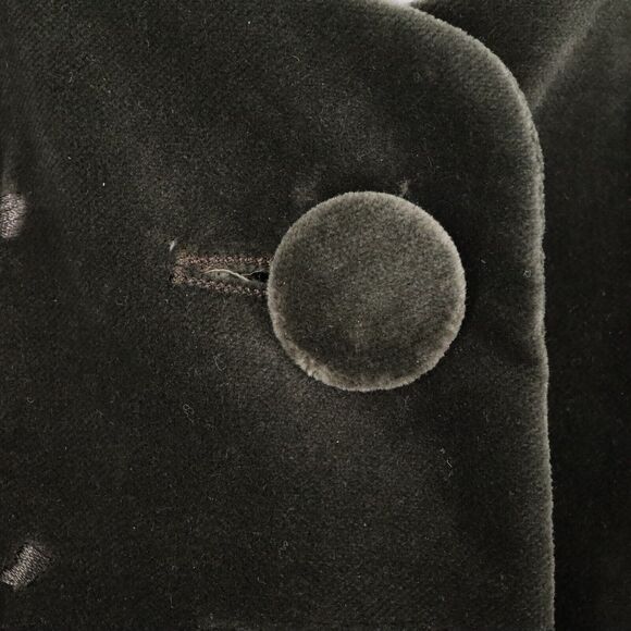 Laurel Escada Jacket Womens 6 Green Velour Lined Applique Shoulder Pads Vintage - Picture 13 of 16